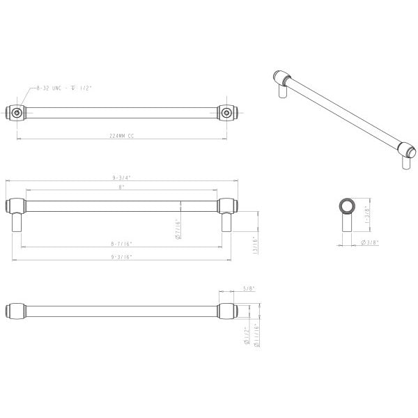 Jeffrey Alexander 224 mm Center-to-Center Polished Nickel Hayworth Cabinet Bar Pull - 885-224NI