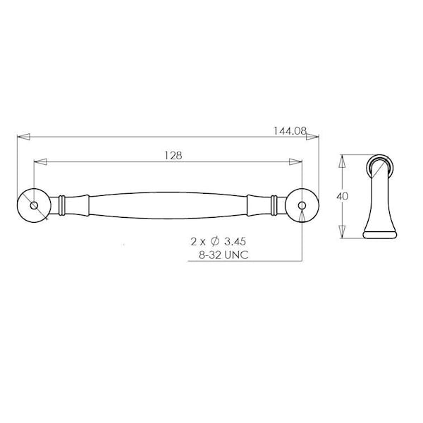 Richelieu 5 1/16 in (128 mm) Center-to-Center Matte Black Traditional Drawer Pull - BP790128900