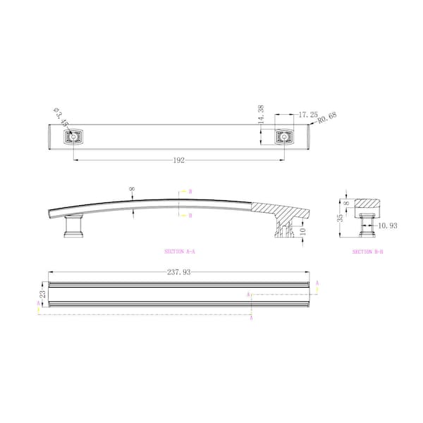 Richelieu 7-9/16 in. (192 mm) Center-to-Center Brushed Nickel Transitional Drawer Pull - BP7070192195