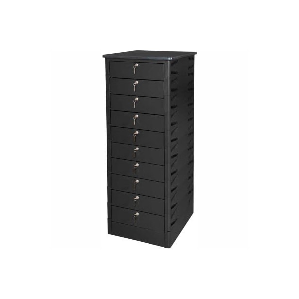 Datum Filing Systems Datum TekStak Storage and Charging Locker W/ Laminate Top, 10 Bays, Key Lock - TEKSE10-K-LT-T25-L1595-60