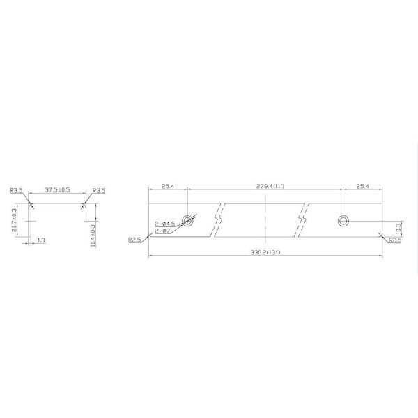 Richelieu 11 in (279 mm) Center-to-Center Stainless Steel Contemporary Edge Cabinet Pull - BP57613170A