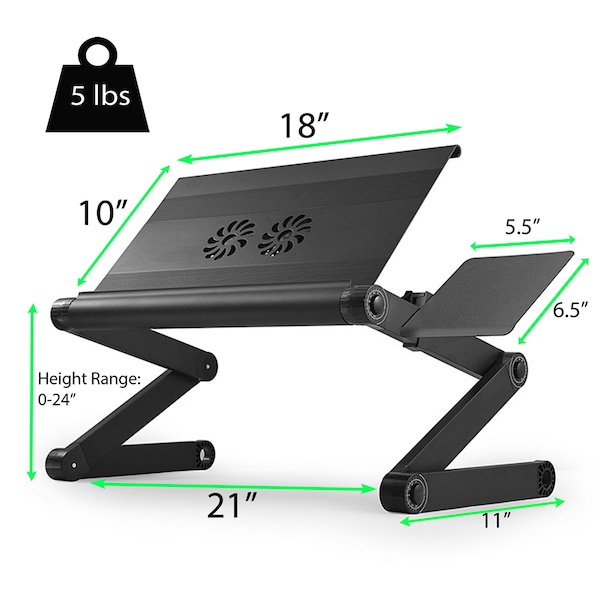 Uncaged Ergonomics WorkezCoolLaptopCoolingStand2Fans3UsbPortMousePadLapDesk, WECb - WECB
