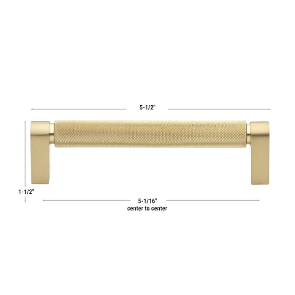 Gliderite Hardware 5-1/16 in. Center to Center Knurled Bar Pull Satin Gold, 5PK - 4788-128-SG-5