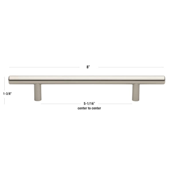 Gliderite Hardware 5-1/16 in. Center to Center Satin Nickel Solid Steel Bar Pull - 5008-128-SS - 5008-128-SS-1