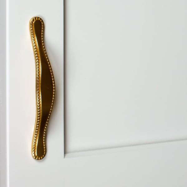 Gliderite Hardware 3 in. Center to Center Brass Gold Beaded Cabinet Pull - 4554-BG, 10PK - 4554-BG-10