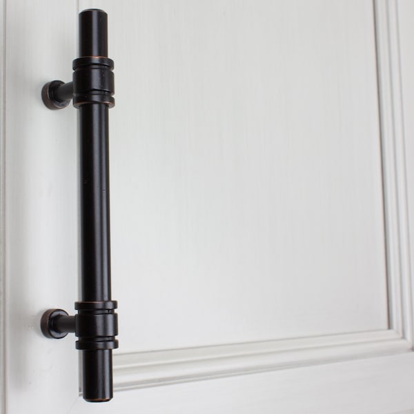 Gliderite Hardware 3-3/4 in. Center to Center Oil Rubbed Bronze Barrel Ring Bar Pull - 4340-96-ORB, 10PK - 4340-96-ORB-10