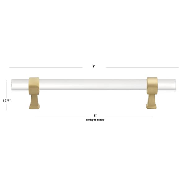 Gliderite Hardware 6-1/4 in. Center to Center Clear Acrylic Cabinet Pull Satin Gold, 10PK - 4718-160-SG-10