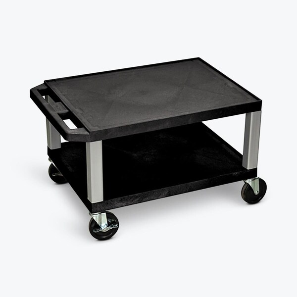 Fine-Line 16 in. 2 Shelf Electric AV Cart with Nickel Leg, Black - FI3028875