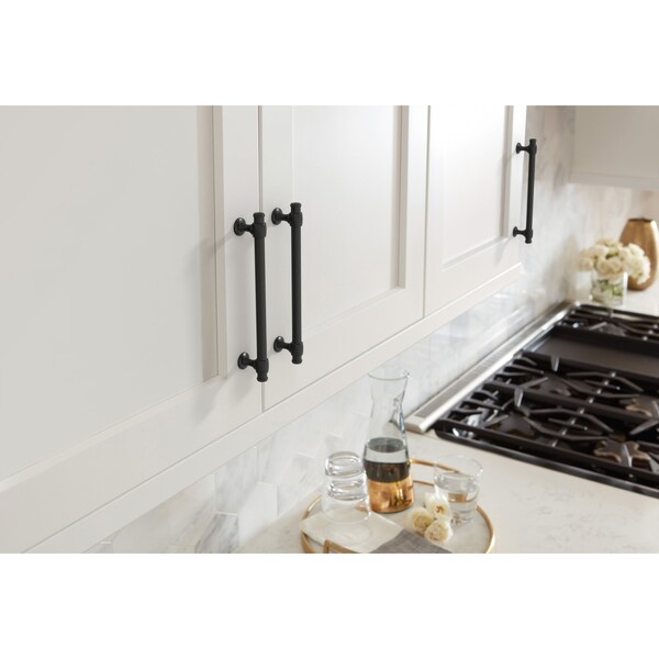 Amerock Winsome 6-5/16 inch 160mm Center-to-Center Matte Black Cabinet Pull - BP36771FB