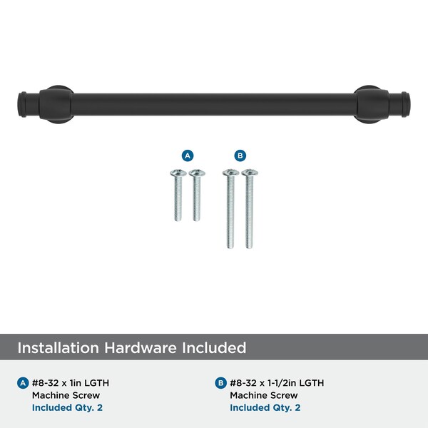 Amerock Winsome 6-5/16 inch 160mm Center-to-Center Matte Black Cabinet Pull - BP36771FB
