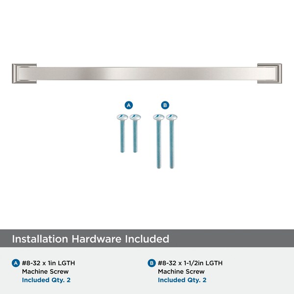 Amerock Candler 12-5/8 inch 320mm Center-to-Center Satin Nickel Cabinet Pull - BP29353G10