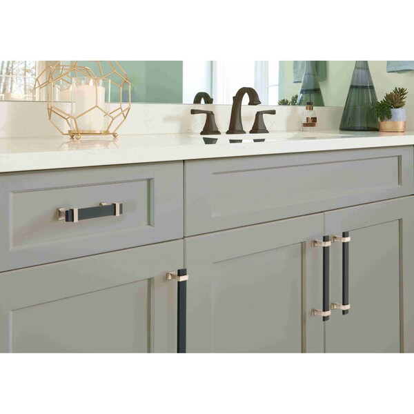 Amerock Overton 3-3/4 in 96 mm Center-to-Center Brushed Matte Black/Satin Nickel Cabinet Pull - BP36681BMBG10