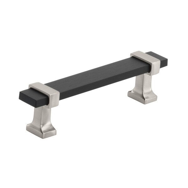 Amerock Overton 3-3/4 in 96 mm Center-to-Center Brushed Matte Black/Satin Nickel Cabinet Pull - BP36681BMBG10