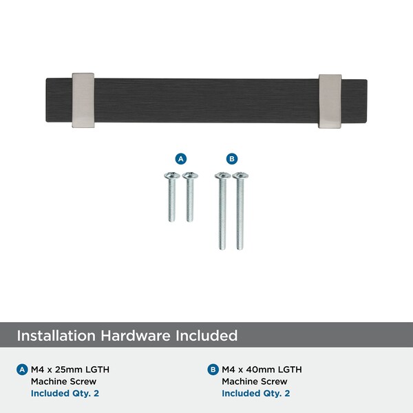 Amerock Overton 3-3/4 in 96 mm Center-to-Center Brushed Matte Black/Satin Nickel Cabinet Pull - BP36681BMBG10