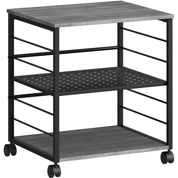 Lorell Deskside Mobile Machine Stand, 200lb Capacity, 26.5" x 23.6" x 19.6", Charcoal - LLR60263