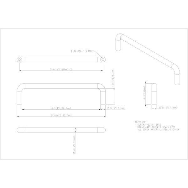 Elements By Hardware Resources 128 mm Center-to-Center Polished Chrome Torino Cabinet Wire Pull - S271-128PC