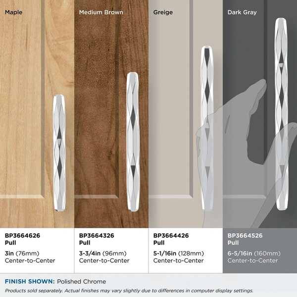 Amerock St. Vincent 6-5/16 in 160 mm Center-to-Center Polished Chrome Cabinet Pull - BP3664526