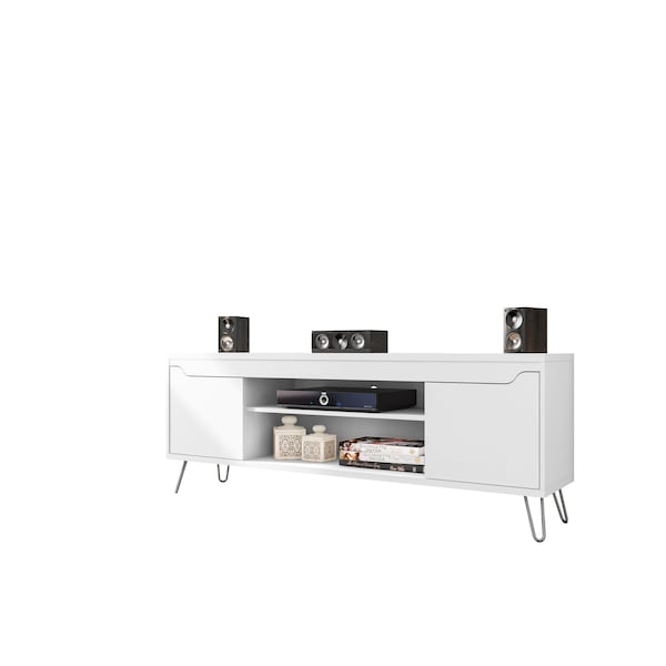 Manhattan Comfort Baxter 62.99" TV Stand with 4 Shelves in White - 217BMC6