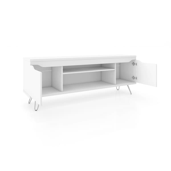 Manhattan Comfort Baxter 62.99" TV Stand with 4 Shelves in White - 217BMC6