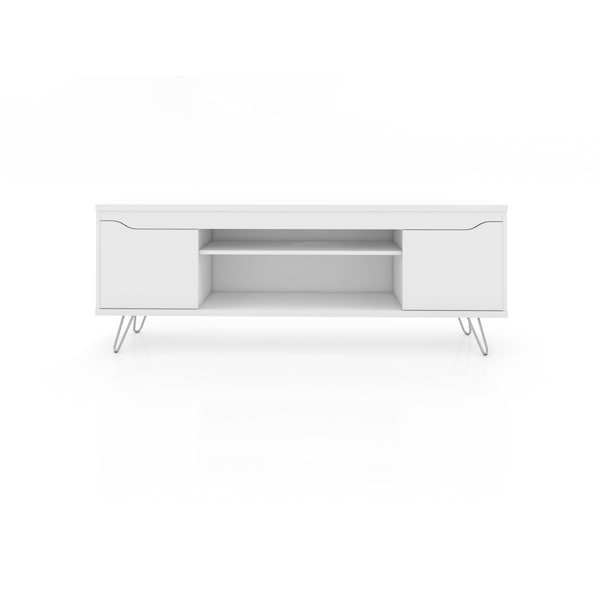 Manhattan Comfort Baxter 62.99" TV Stand with 4 Shelves in White - 217BMC6