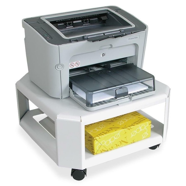 Mead Hatcher Mobile Printer Stand, Steel, 2-Shelf, 17"x17"x8-1/2", Platinum - MAT24050
