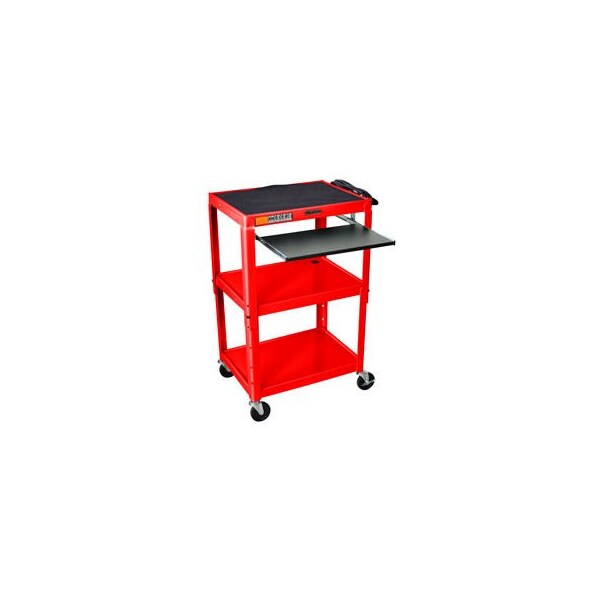 Luxor Global Industrial Adjustable Steel Workstation With Sliding Keyboard Shelf Red - AVJ42KB-RD