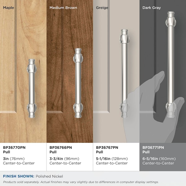 Amerock Winsome 6-5/16 inch 160mm Center-to-Center Polished Nickel Cabinet Pull - BP36771PN