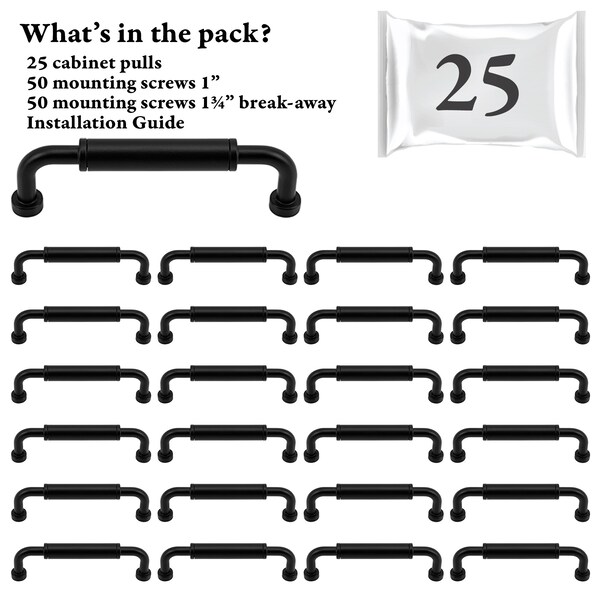 Designperfect 3 3/4'' Center-to-Center Barrel Pull, 25PK - DPA25T963BLK