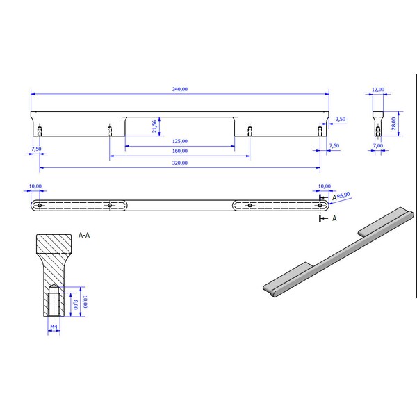 Richelieu 12 5/8 in (320 mm) Center-to-Center Chrome Contemporary Cabinet Pull - 8636320140