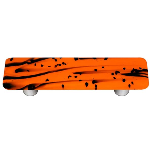 Palacedesigns Mardi Gras Black with Orange Rectangle Glass Cabinet Pull - Aluminum Post - PA2522014