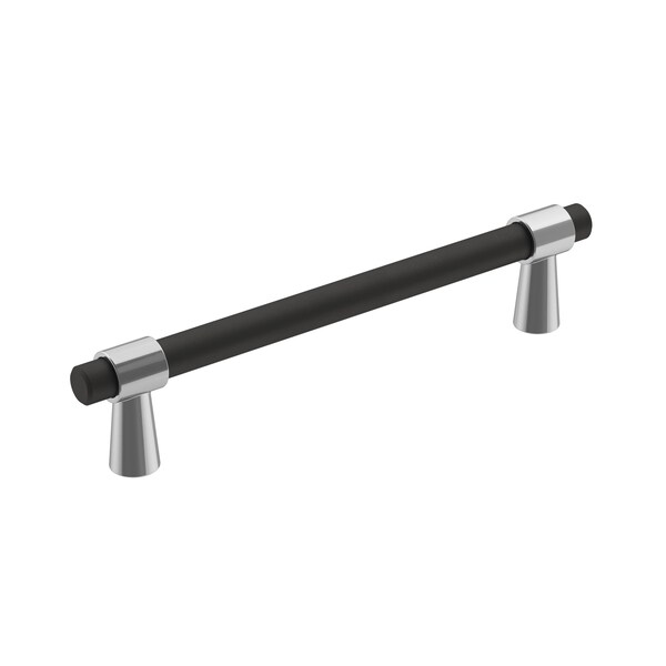Amerock Mergence 5-1/16 in 128 mm Center-to-Center Polished Chrome/Matte Black Cabinet Pull - BP36859FB26