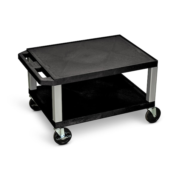 Luxor AV Cart - 16"H - Two Shelves with Electric Black with Nickel Legs - WT16E-N