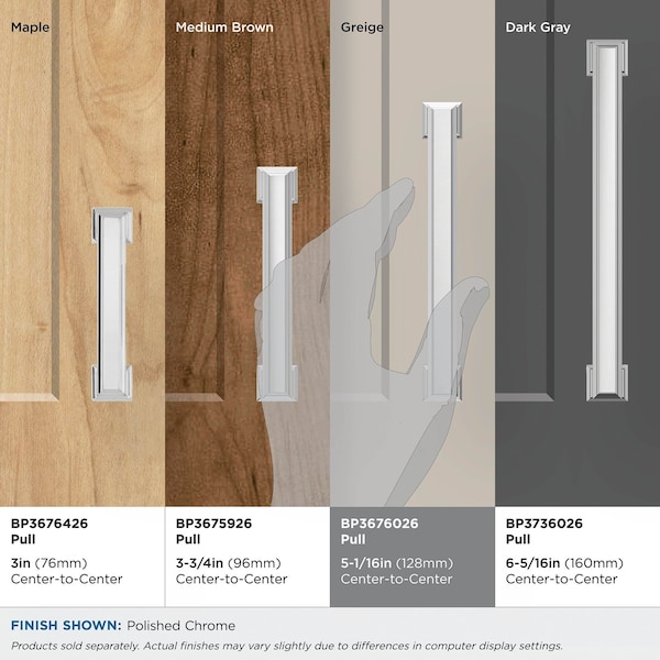 Amerock Appoint 5-1/16 in 128 mm Center-to-Center Polished Chrome Cabinet Pull - BP3676026