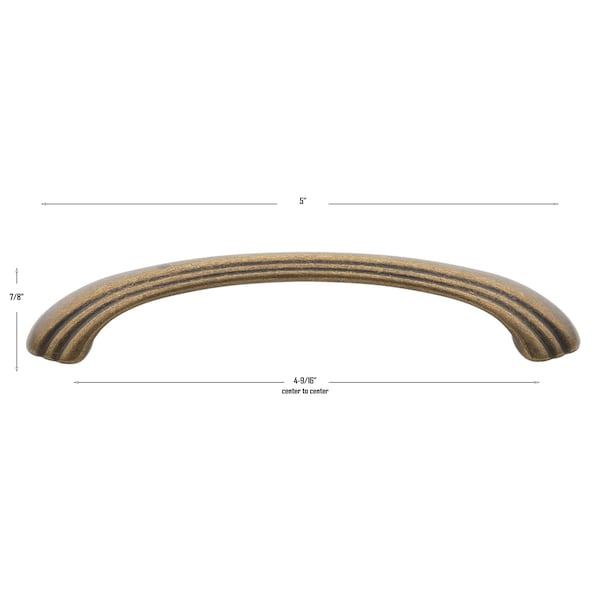 Gliderite Hardware 4-9/16 in. Center to Center Antique Brass Classic Cabinet Pull - 4048-AB, 10PK - 4048-AB-10