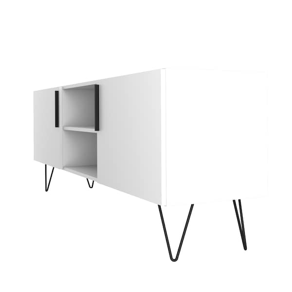 Manhattan Comfort Nolita 63" TV Stand with 6 Shelves in White - 167AMC198