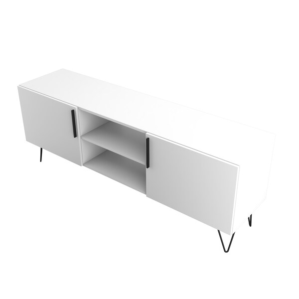 Manhattan Comfort Nolita 63" TV Stand with 6 Shelves in White - 167AMC198