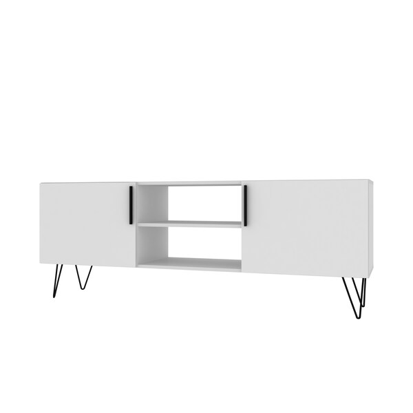 Manhattan Comfort Nolita 63" TV Stand with 6 Shelves in White - 167AMC198