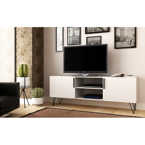 Manhattan Comfort Nolita 63" TV Stand with 6 Shelves in White - 167AMC198
