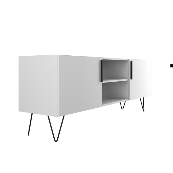 Manhattan Comfort Nolita 63" TV Stand with 6 Shelves in White - 167AMC198