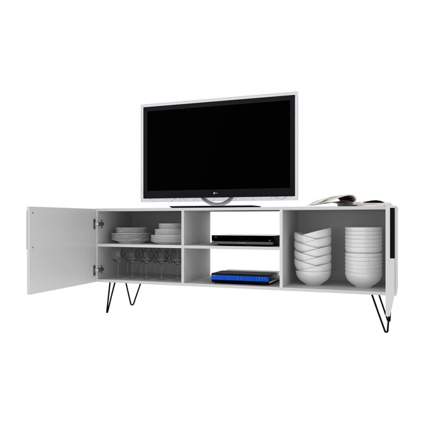 Manhattan Comfort Nolita 63" TV Stand with 6 Shelves in White - 167AMC198