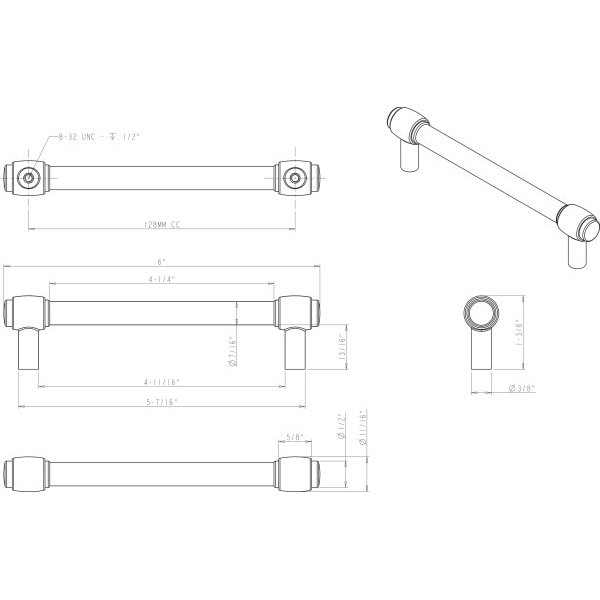 Jeffrey Alexander 128 mm Center-to-Center Polished Nickel Carmen Cabinet Bar Pull - 775-128NI