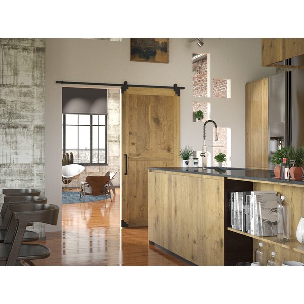 Richelieu 8-13/16 in. (224 mm) Center-to-Center Matte Black Forged Iron Eclectic Barn Door Pull - BP9547224900