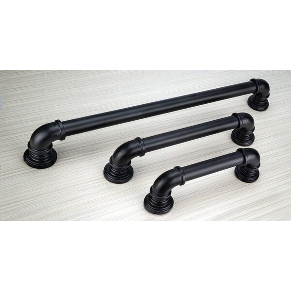 Richelieu 8-13/16 in. (224 mm) Center-to-Center Matte Black Forged Iron Eclectic Barn Door Pull - BP9547224900