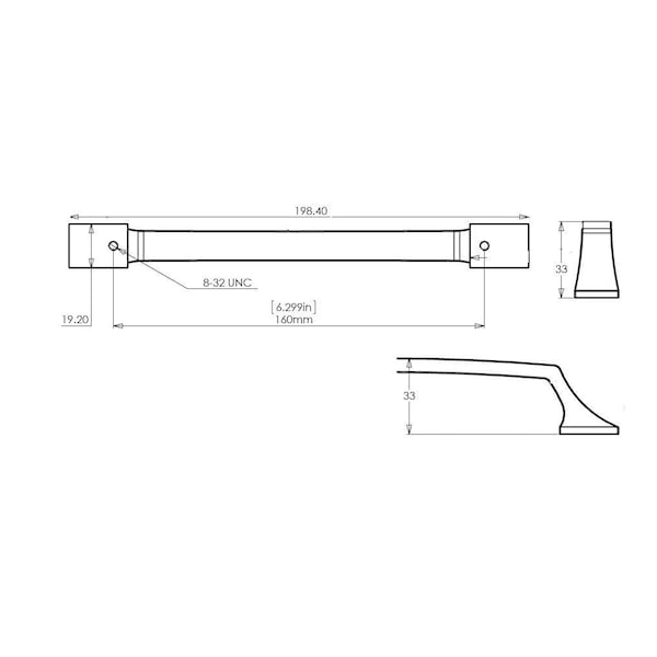 Richelieu 6-5/16 in. (160 mm) Center-to-Center Brushed Nickel Transitional Drawer Pull - BP765160195