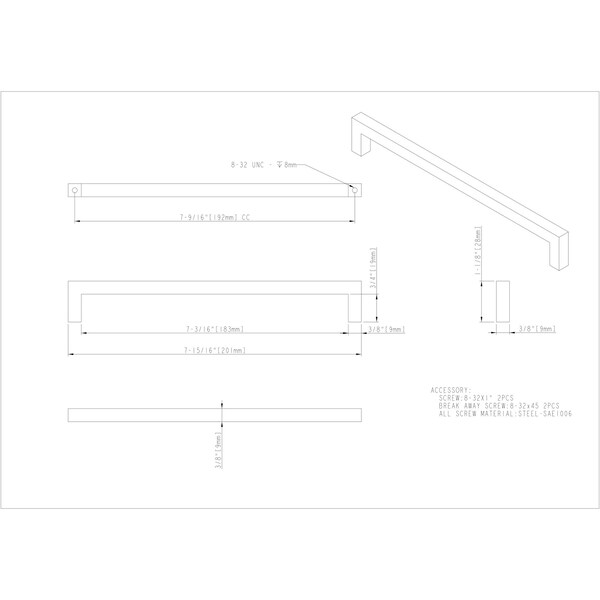Elements By Hardware Resources 192 mm Center-to-Center Brushed Gold Square Stanton Cabinet Bar Pull - 625-192BG