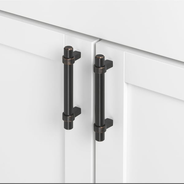 Gliderite Hardware 3-3/4 in. Center to Center Oil Rubbed Bronze Solid Steel Bar Pull - 4006-96-ORB, 25PK - 4006-96-ORB-25