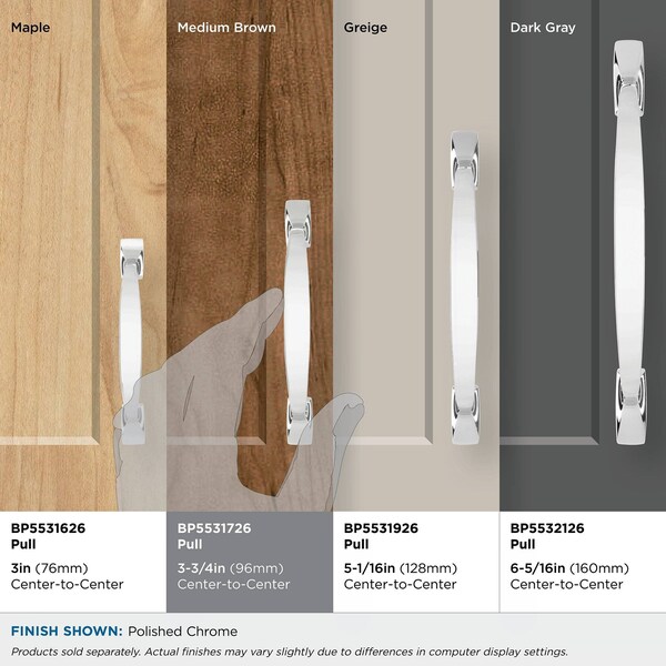 Amerock Highland Ridge 3-3/4 in 96 mm Center-to-Center Polished Chrome Cabinet Pull - BP5531726