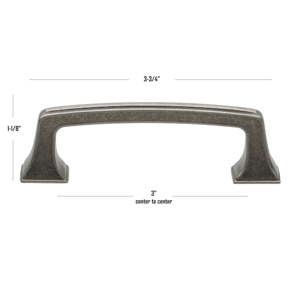 Gliderite Hardware 3 in. Center to Center Classic Base Pull Cabinet Hardware Handle - 87380-WN, 10PK - 87380-WN-10