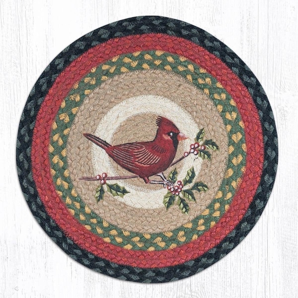 H2H 15.5 x 15.5 in. Jute Round Cardinal Chair Pad - H22548460