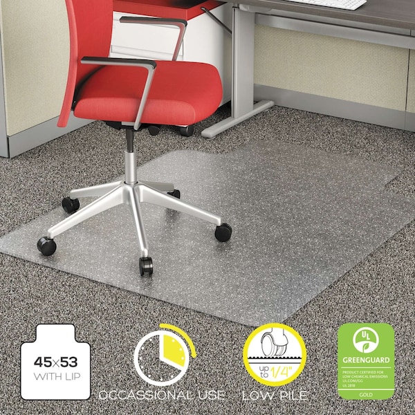 Alera Stud Chair Mat, Carpet, 45"x53", Lip, Clear - ALEMAT4553CFPL
